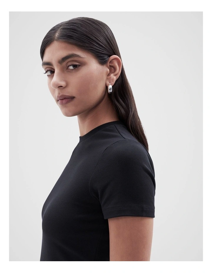Aus Cotton Fitted Tee in Black image 3