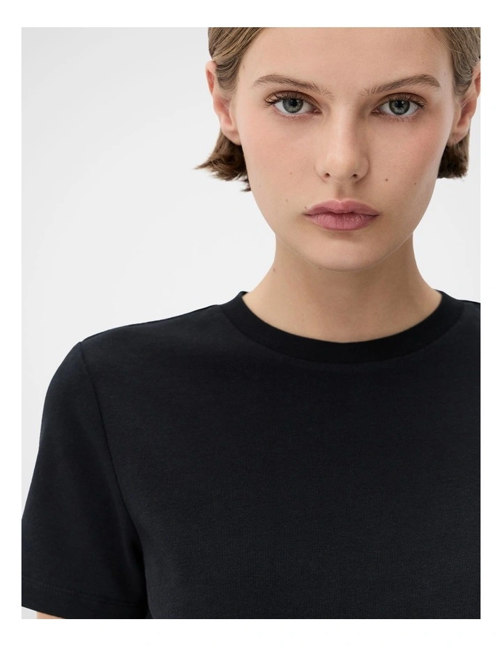 Aus Cotton Fitted Tee in Black image 4