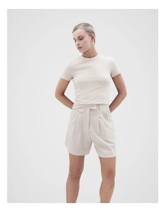 Aus Cotton Fitted Tee in Stone