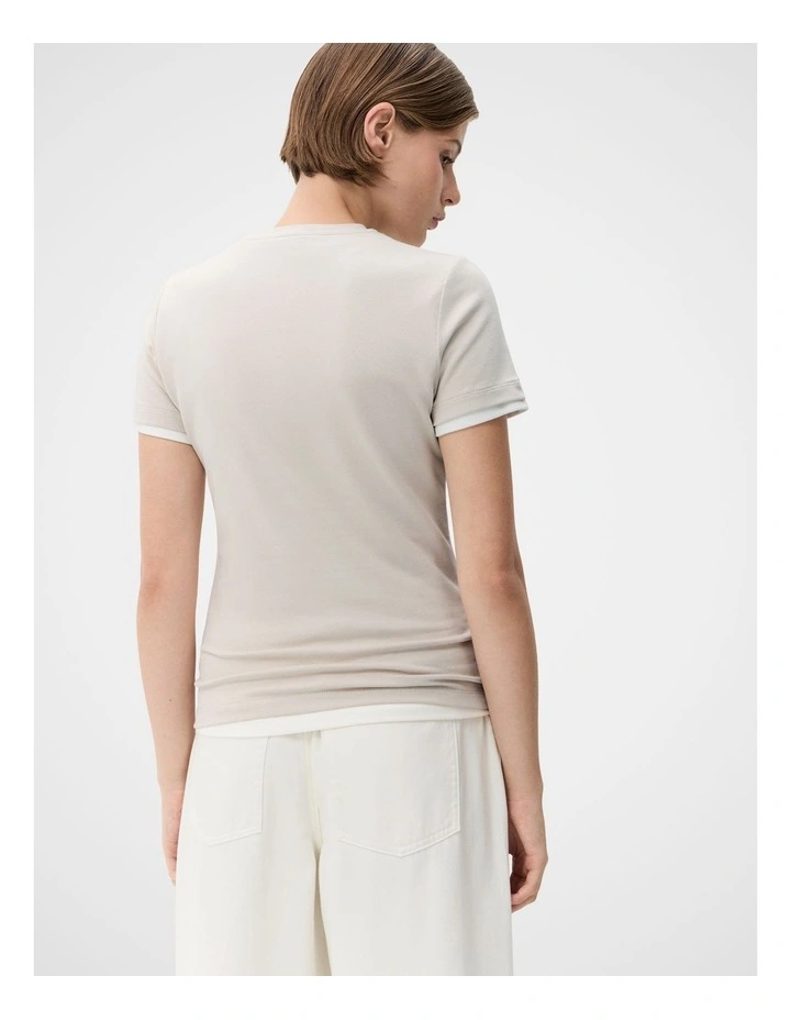 Aus Cotton Fitted Tee in Stone image 2