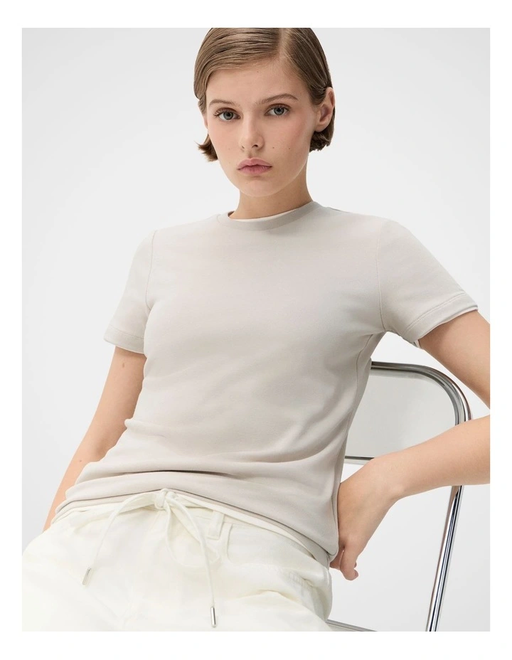 Aus Cotton Fitted Tee in Stone image 3