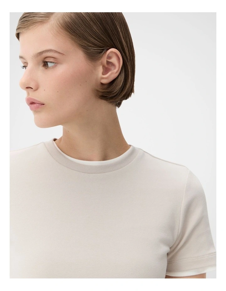 Aus Cotton Fitted Tee in Stone image 4