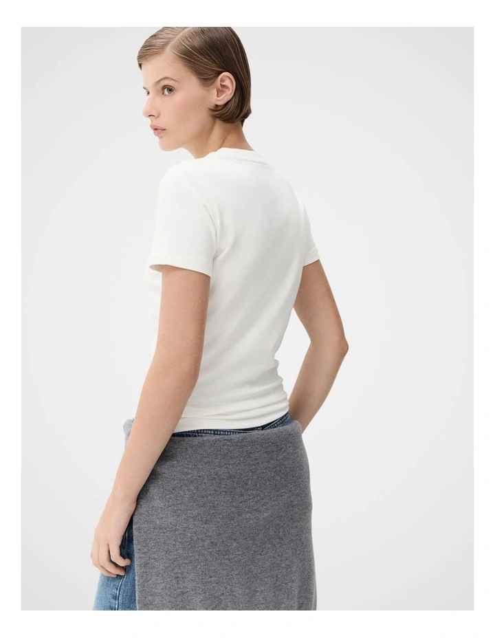 Aus Cotton Fitted Tee in White image 2