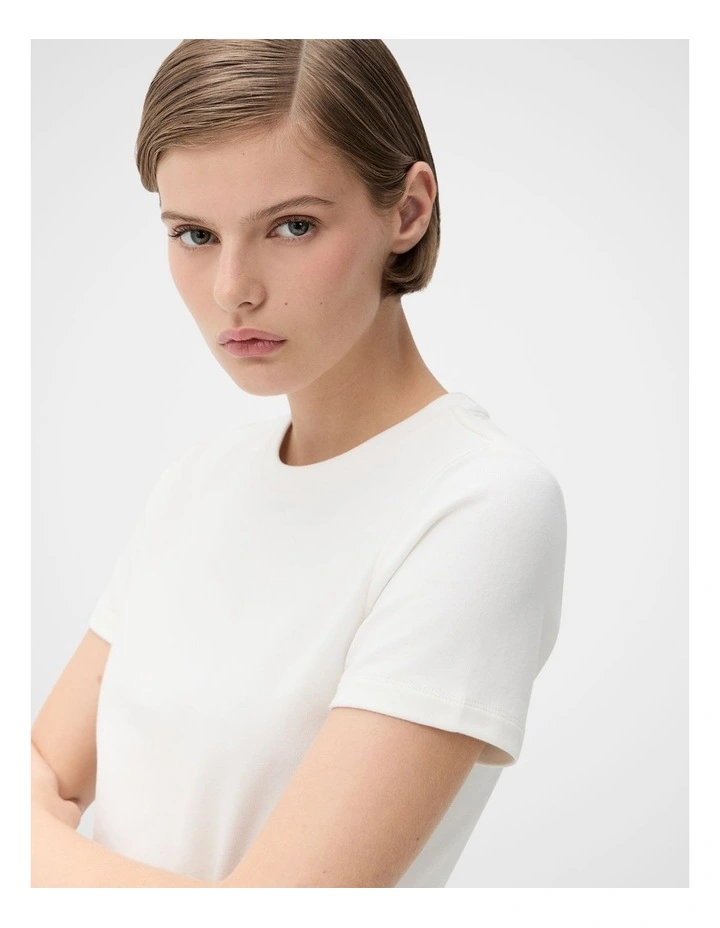 Aus Cotton Fitted Tee in White image 4