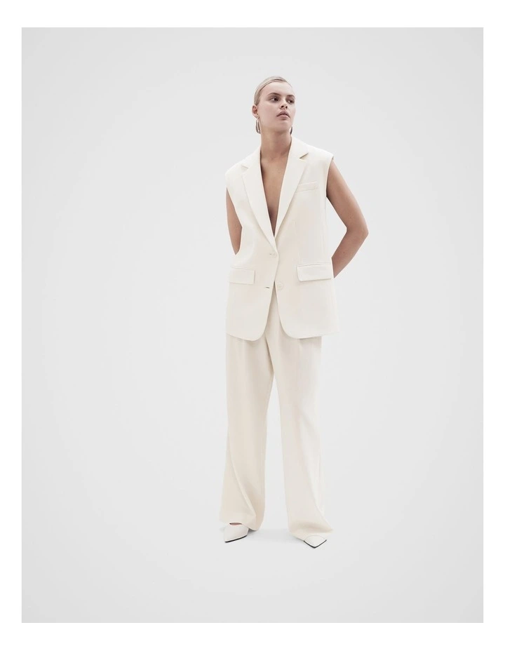 Sleeveless Tailored Blazer in Cream image 1