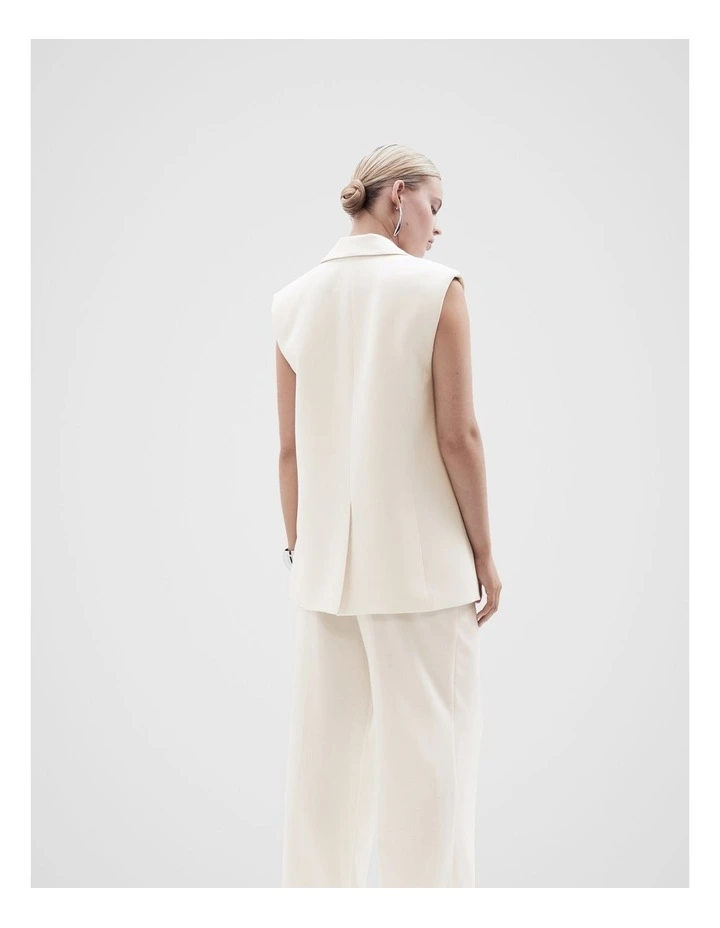 Sleeveless Tailored Blazer in Cream image 2