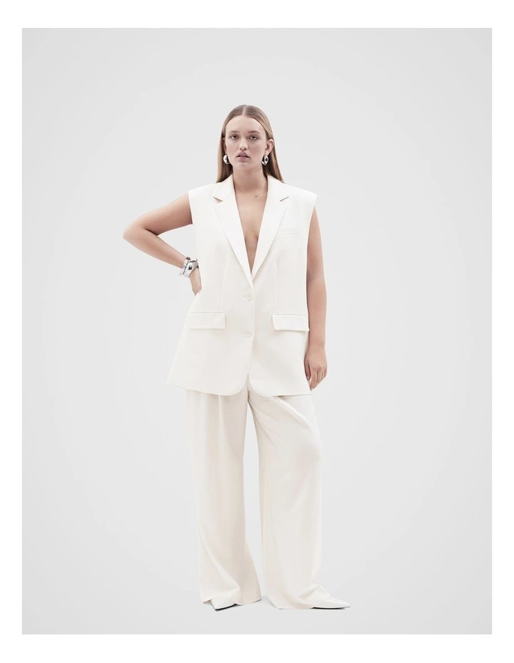 Sleeveless Tailored Blazer in Cream image 7