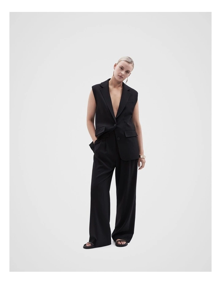 Tailored Wide Leg Pant in Black image 1
