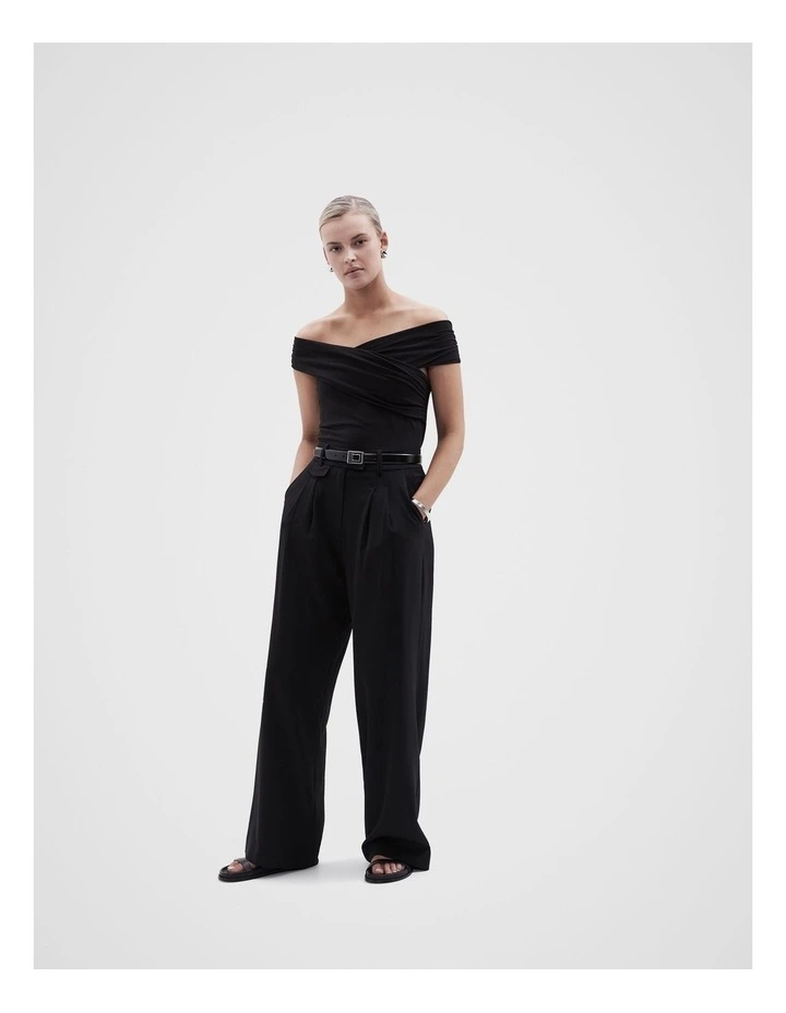 Tailored Wide Leg Pant in Black image 3