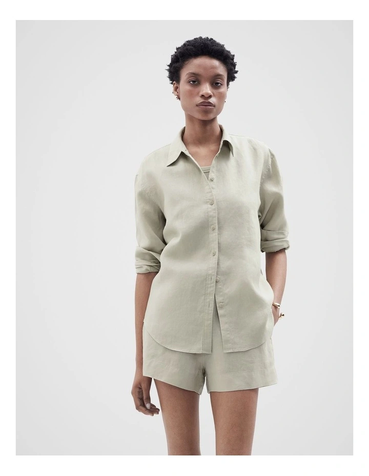 The Classic Linen Shirt in Sage image 1