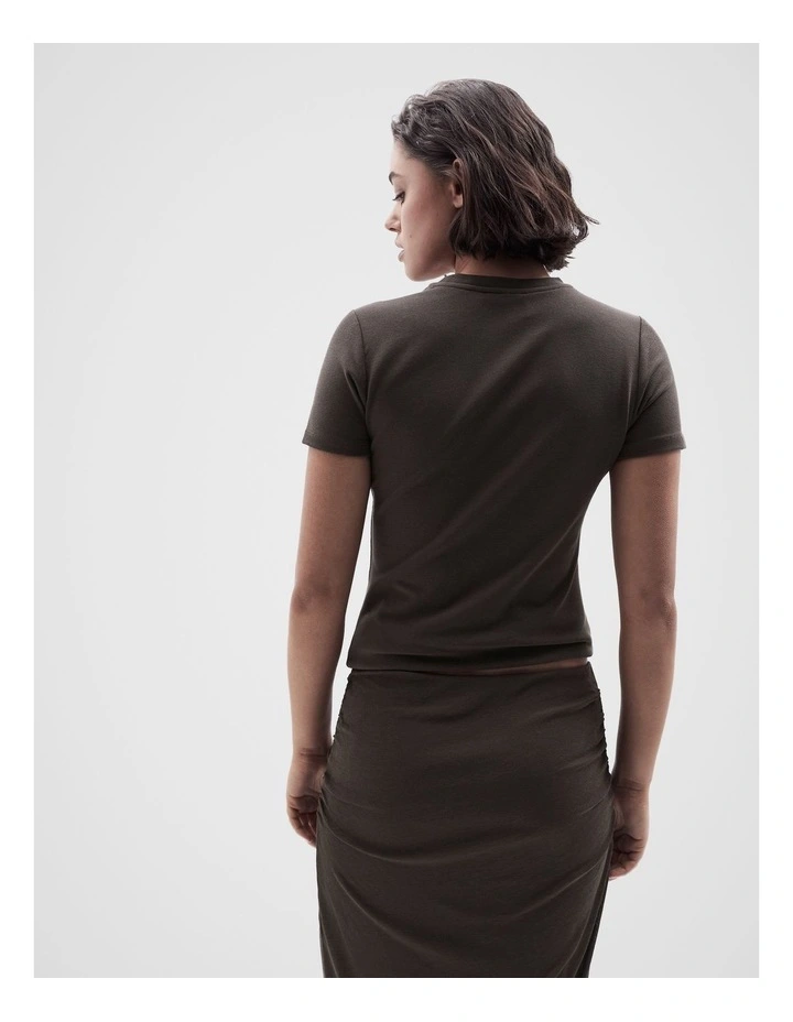 Aus Cotton Fitted Tee in Brown image 2