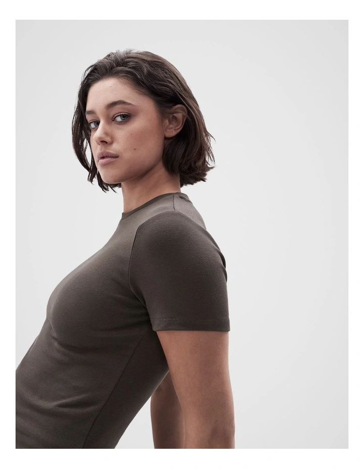 Aus Cotton Fitted Tee in Brown image 4