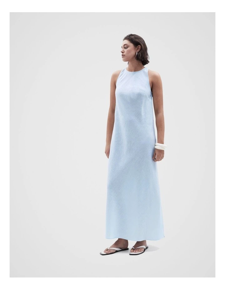 Linen Maxi Dress in Blue image 1