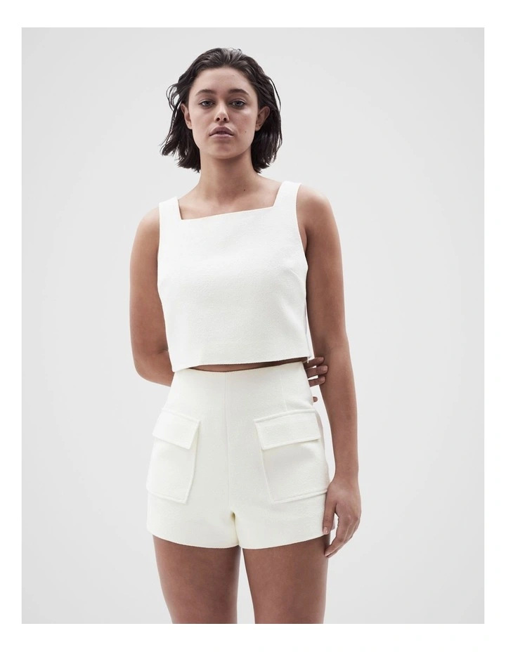 Boucle Sleeveless Top in Cream image 1