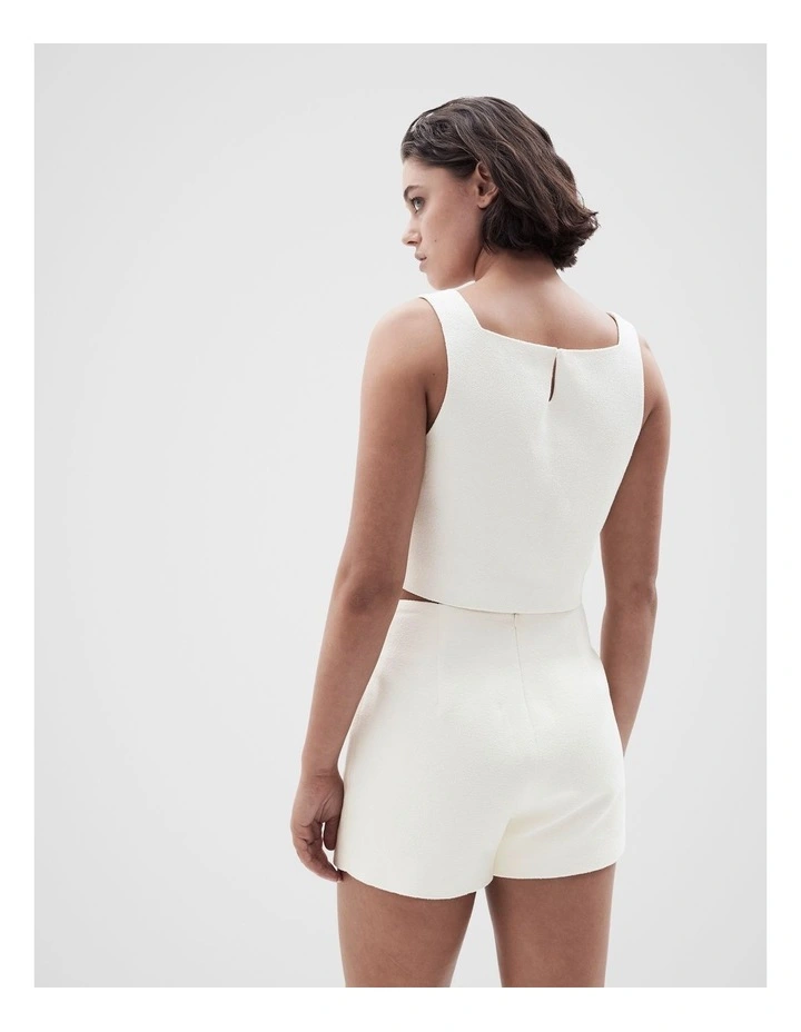 Boucle Sleeveless Top in Cream image 2