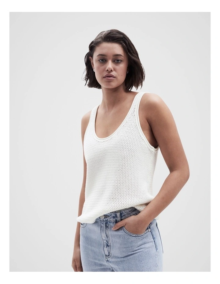 Knitted Tank in Cream image 1
