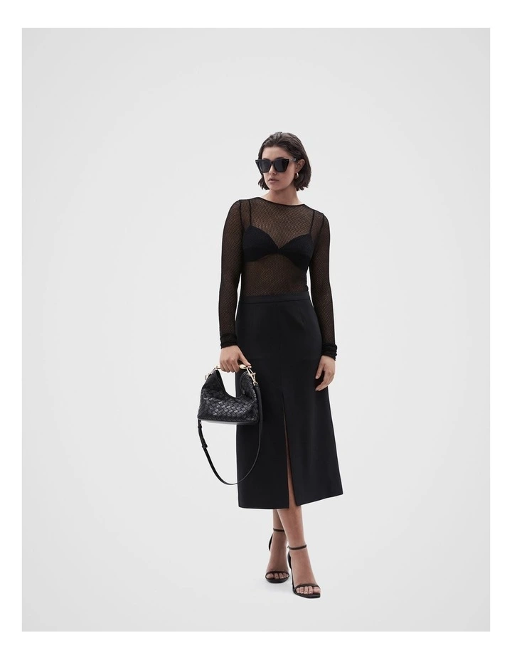 Split Detail Skirt in Black image 3