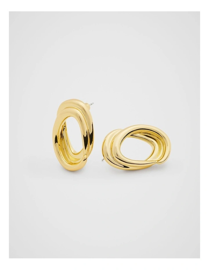 Wrapped Oval Earrings in Gold image 1