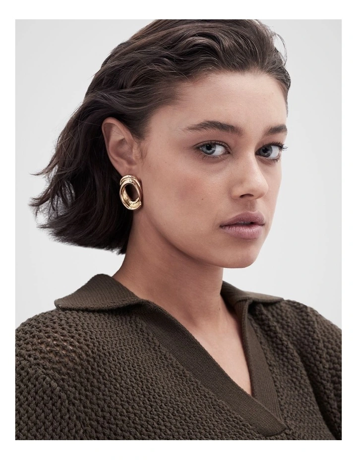 Wrapped Oval Earrings in Gold image 2