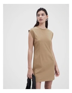Rib Sleeve Dress in Sand