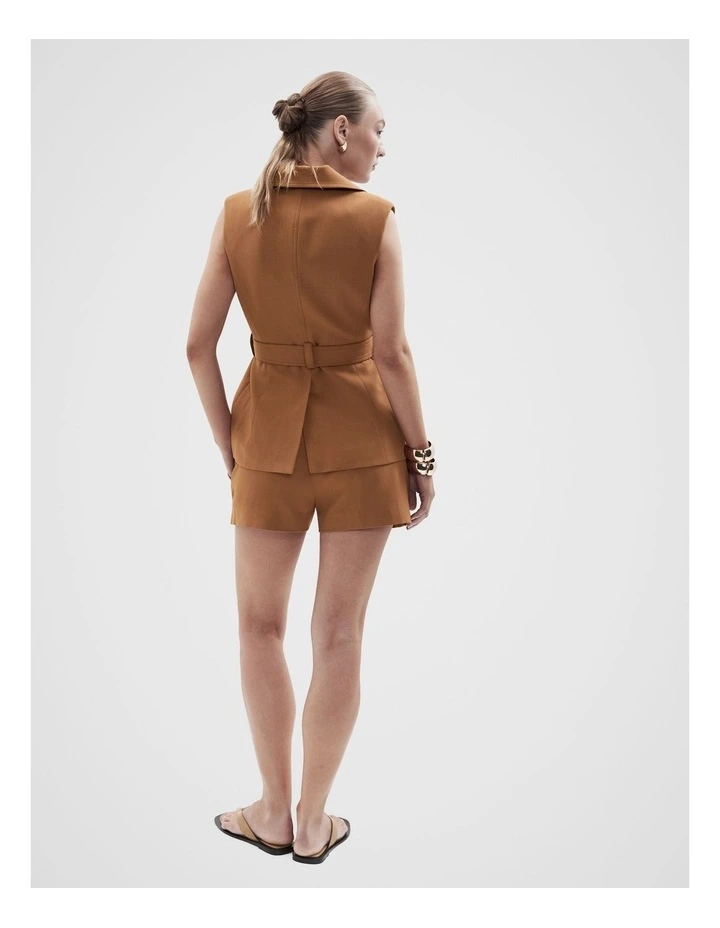 Sleeveless Tailored Safari Jacket in Burnt Sienna image 2