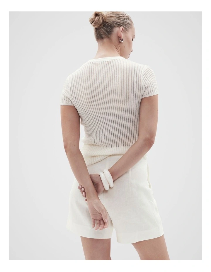 Sheer Fitted Tee in Parchment image 2