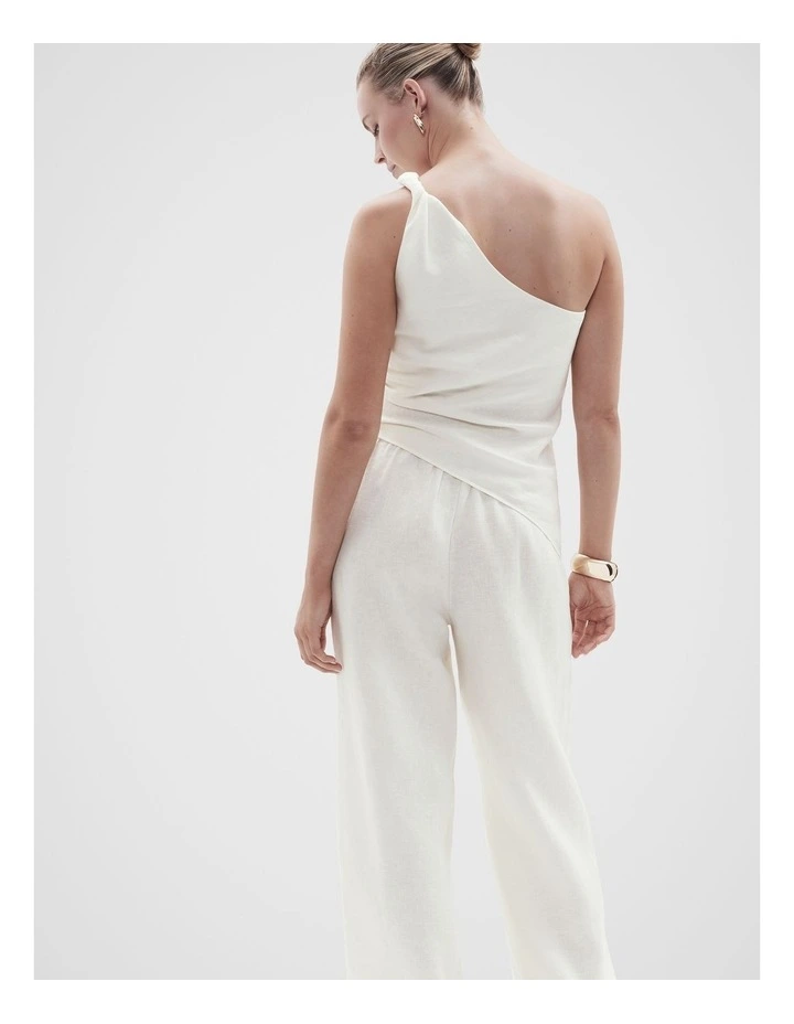 Twist One Shoulder Top in Parchment image 2