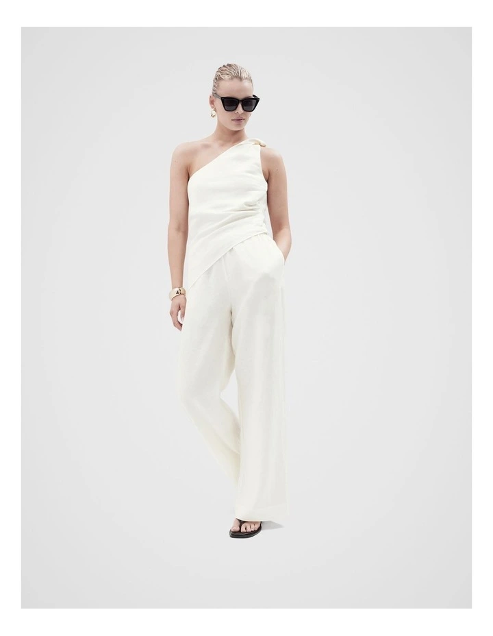 Twist One Shoulder Top in Parchment image 4