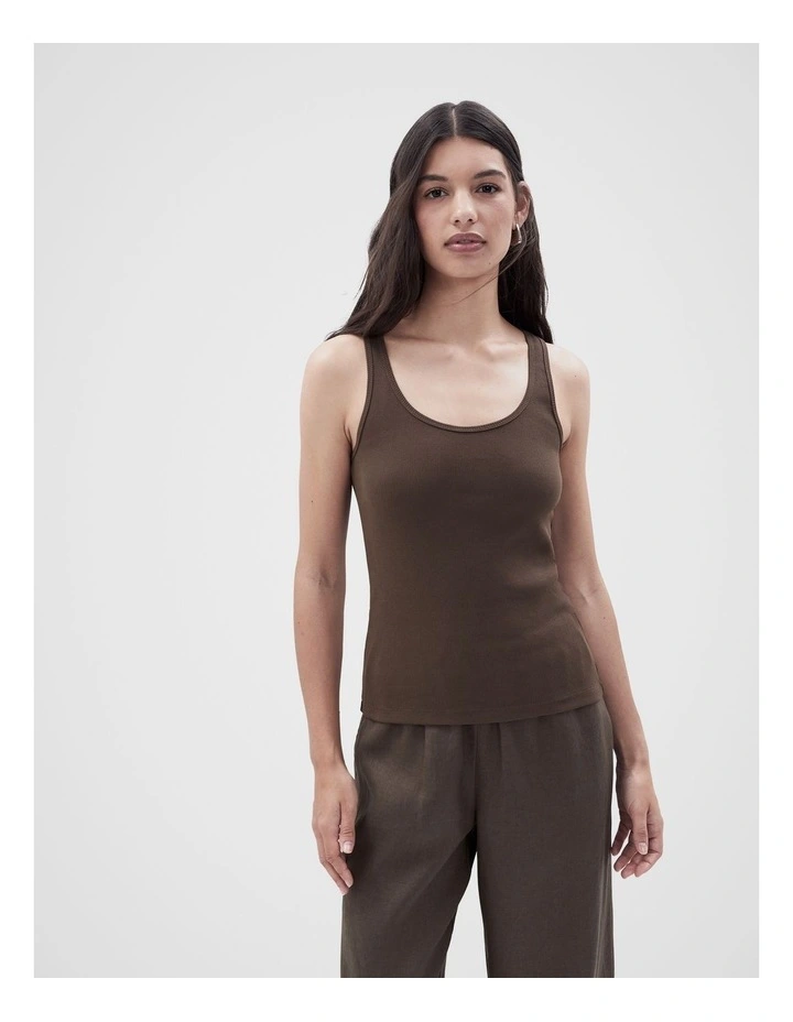 Scoop Neck Tank in Brown image 1