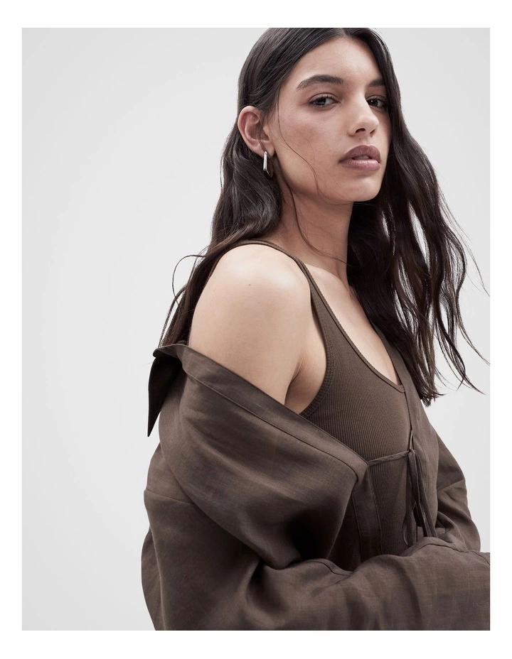Scoop Neck Tank in Brown image 3