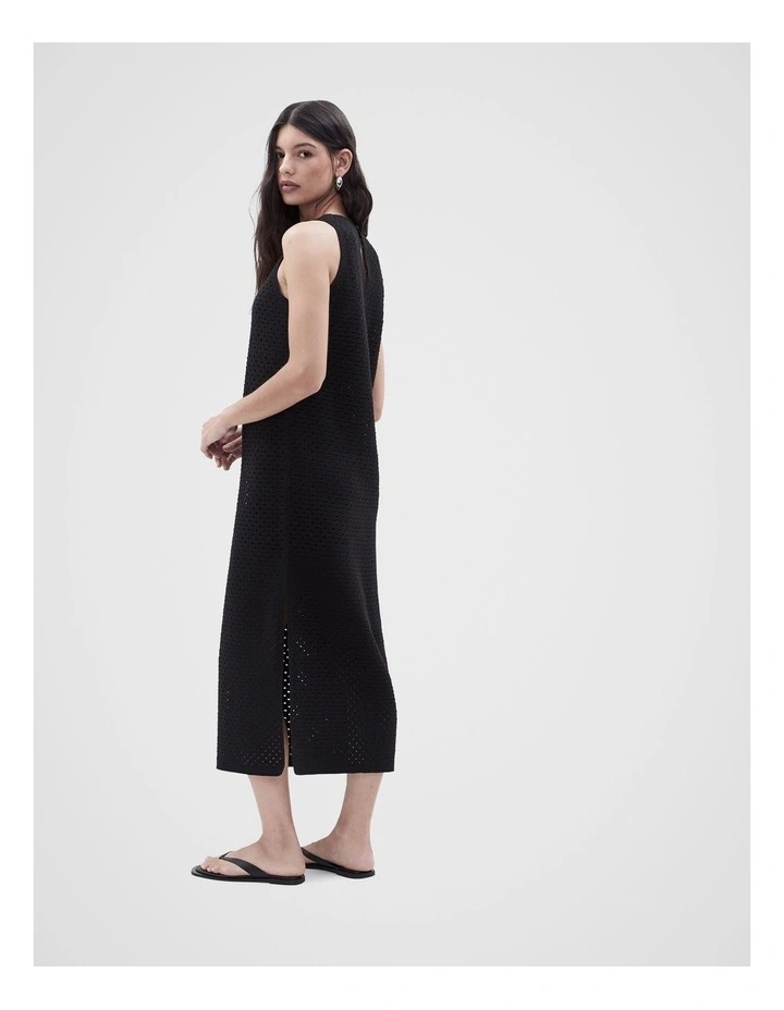 Crochet Sleeveless Dress in Black image 2