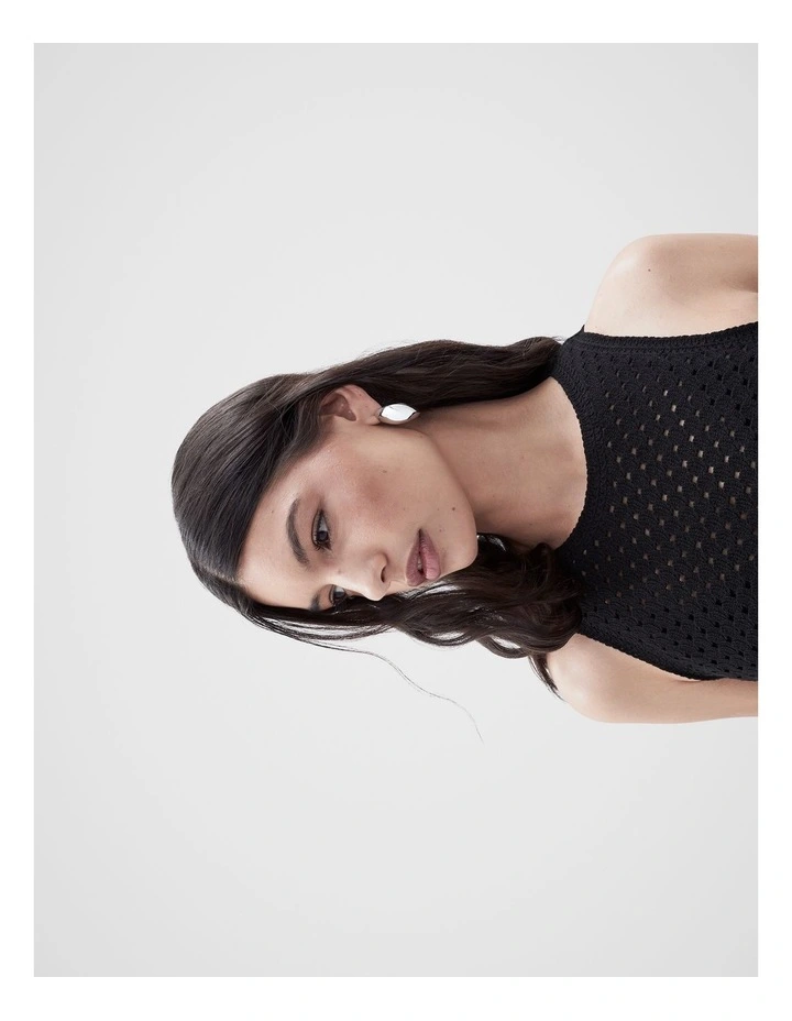 Crochet Sleeveless Dress in Black image 4
