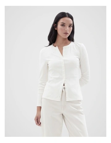 Fitted Button Through Top in Cream