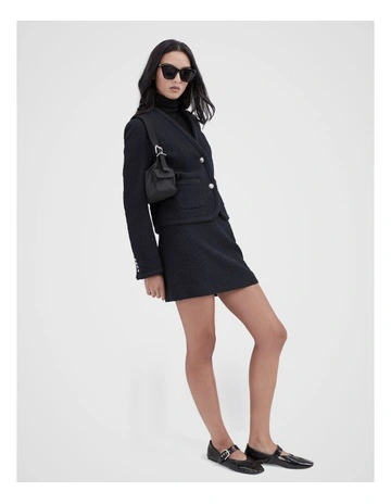Boucle Mini Skirt in Navy
