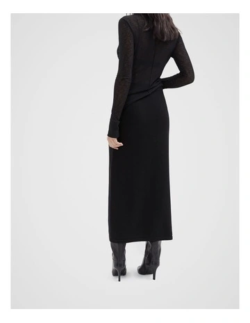 Knitted Maxi Skirt in Black