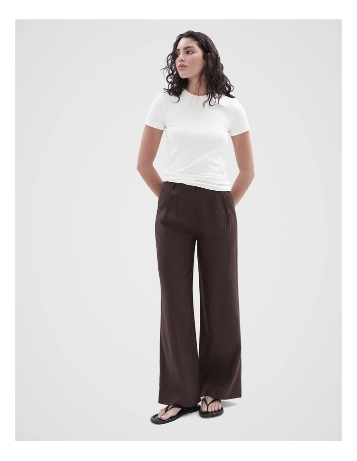 Linen Wide Leg Pant in Brown image 1