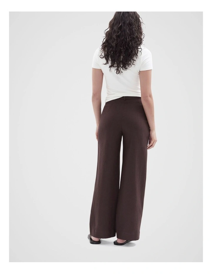 Linen Wide Leg Pant in Brown image 2