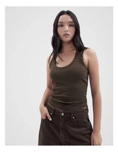 Australia Cotton Scoop Neck Tank in Brown