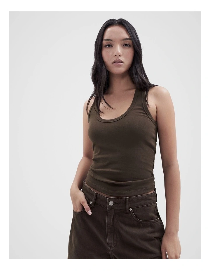 Australia Cotton Scoop Neck Tank in Brown image 1