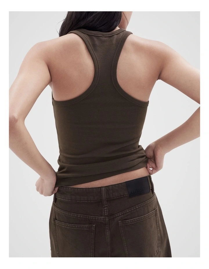 Australia Cotton Scoop Neck Tank in Brown image 2