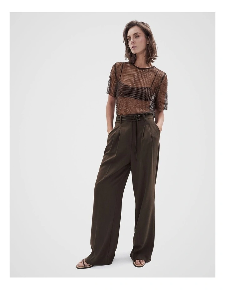 Metallic Mesh Tee in Brown image 4
