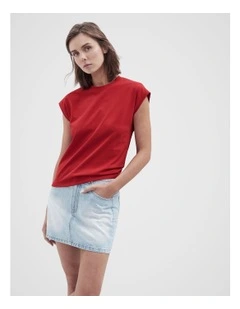 Australian Cotton Sleeveless Tee in Red