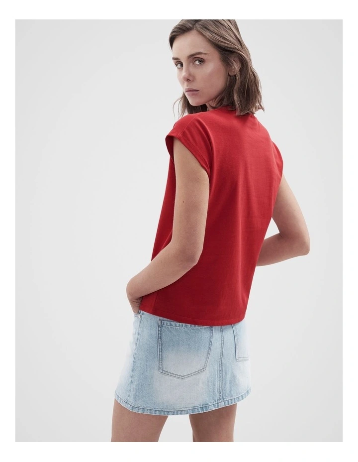 Australian Cotton Sleeveless Tee in Red image 2