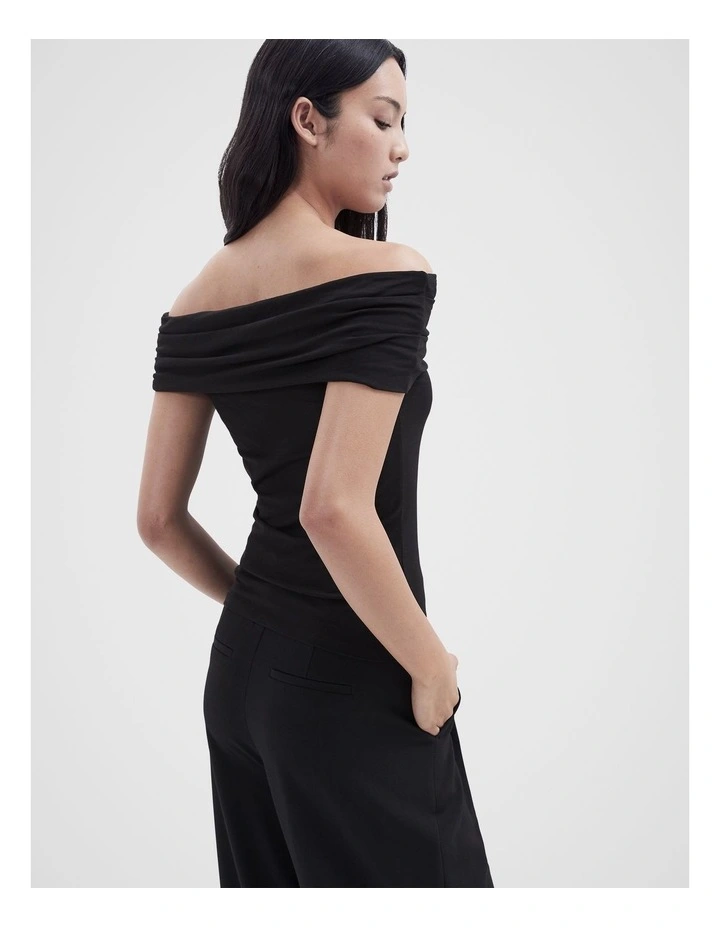 Off Shoulder Top in Black image 2