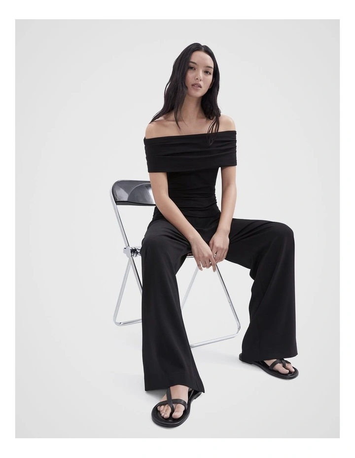 Off Shoulder Top in Black image 3