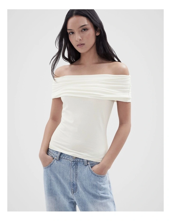 Off Shoulder Top in White image 1