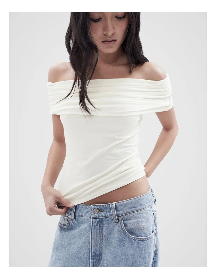 Off Shoulder Top in White image 3