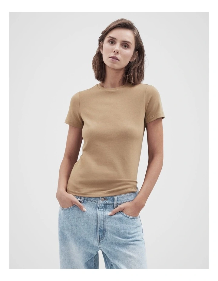 Australian Cotton Fitted Tee in Brown image 1