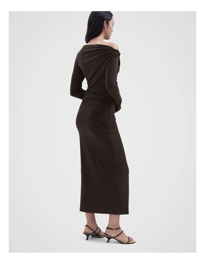 Textured Long Sleeve Dress in Brown image 2