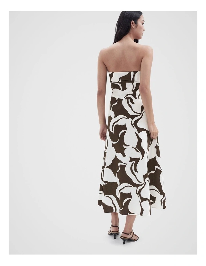 Strapless Midi Dress in Brown image 2